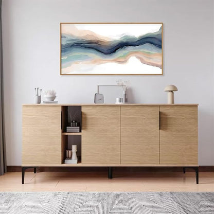HLNIUC Blue Abstract Wall Art, Watercolor Line 40"x20" Framed Art, Modern Wave Canvas Wall Decor, Natural Landscape Paint Stroke Prints for Living Room, Bedroom, Office
