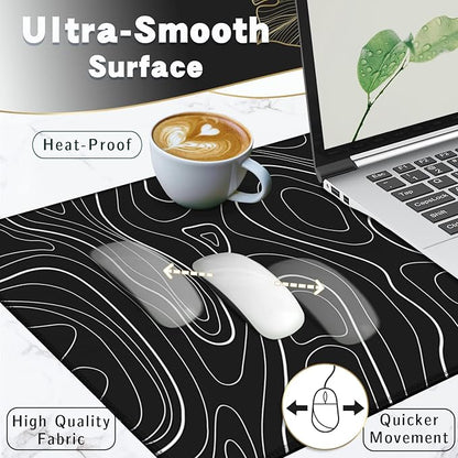 Black Topographic Mouse Pad XXXL - Giant Full Desk Gaming Mat, Huge Keyboard Pad for Ultimate Battlestation & Room Setup