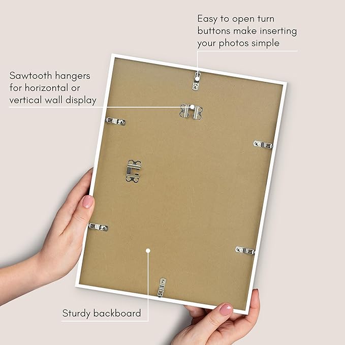 Americanflat 12x16 Picture Frame with Polished Plexiglass - Use as 8x12 Frame with Mat or Display 12x16 Photo Without Mat - Streamline Collection - Thin Border Picture Frames for Wall - White