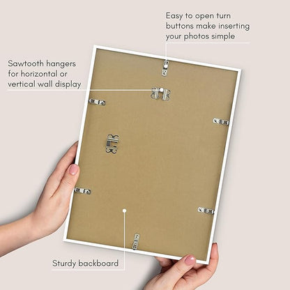 Americanflat 12x16 Picture Frame with Polished Plexiglass - Use as 8x12 Frame with Mat or Display 12x16 Photo Without Mat - Streamline Collection - Thin Border Picture Frames for Wall - White