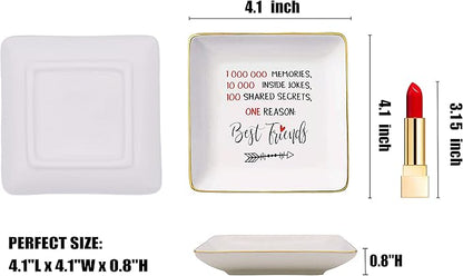 Women Best Friends Present-Friendship Memories Long Distance Gift,Mother's Day Wedding Graduation Christmas Birthday Presents-Female Jewelry Tray,Trinket Holder,Ring Dish