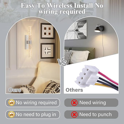 camuucci Battery Operated Sliver Wall Sconces Set of 2 Rechargeable Battery Powered Wall Light with 18000mAh Not Hardwired Dimmable Wall Lamp Fixtures for Bedroom Living Room 20.9 Inches