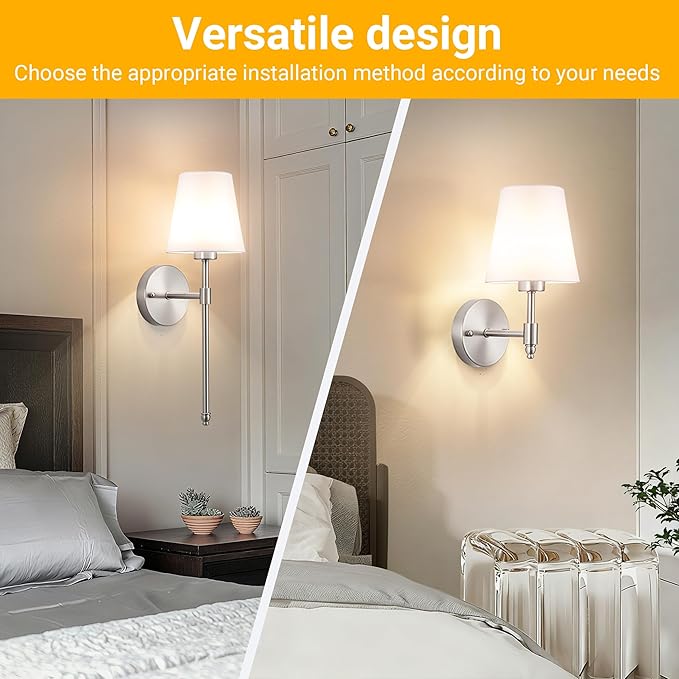 Battery Operated Wall Sconce: Peel and Stick Adhesives Stick On Non Drill Wall Light, Rechargeable Wireless Wall Lamp with Battery Corn Bulb for Bedroom Wall Decor (Gold,20inch)