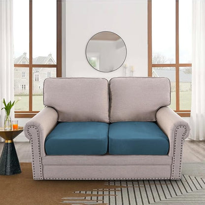 H.VERSAILTEX Suede Stretch Couch Cushion Covers Love Seat Sofa Cushion Covers Replacement Couch Protector Slipcovers for Pets Washable(2 Piece Loveseat Covers, Stone Blue)
