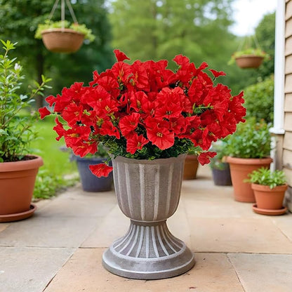 Artificial Silk Flowers for Outdoor Decoration,12 Bundles Faux Flowers Colorful Morning Glory with Eucalyptus Fake Plants Greenery UV Resistant for Outside Front Door Planter Porch Patio Yard