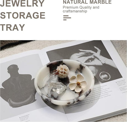 Jewelry Tray,5.5"x5.5" Marble Jewelry Tray for Entryway Table,Countertop Bathroom, Kitchen Dresser,Marble Tray,Waiting for Storage of Small Trinket,Home Decor Organizer