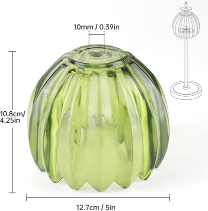 Tulip Lamp Shades Replacement, 5" Dia. * 4.25" H，0.394” Top Hole Green Glass Sconce Shade Heavy and Thick for Table Lamp, 2 Pack