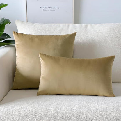 Artscope Luxury Velvet Pillow Covers Super Soft Decorative Rectangle Throw Pillow Covers Case Cushion Covers for Sofa Couch Bedroom Car Decor 16x24 Inch Tan