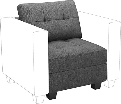 Belffin Middle Module Seat for Modular Sofa Sectional Couch with Storage Accent Armless Sofa Chair Modern Fabric Dark Grey