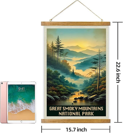 ABoby Vintage Great Smoky Mountains National Park Posters - Retro Style Wall Decor with Wood Frames - Ready to Hang