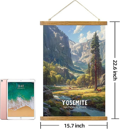 ABoby Vintage Yosemite National Park Posters - Travel Posters Wall Art for Home, Office - Retro Style Wall Decor with Wood Frames - Ready to Hang
