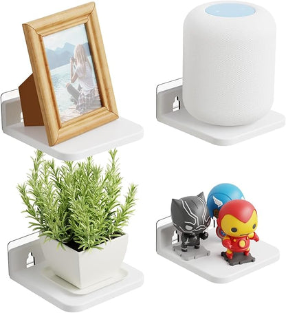 Yieach 5 Inch Mini Shelf for Wall,4 Pack Plant Shelves Indoor,Small Acrylic Floating Shelves for Wall and Display Ledges Picture,Funko,Anime Figure,Figurine,White