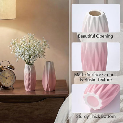 BEAHOT Ceramic Bud Vases Set of 16 – Gradient Pink and White Mini Vases for Centerpieces and Table Decor – Ideal White Bud Jars for Weddings, Boho Home Style, and Gift Ideas
