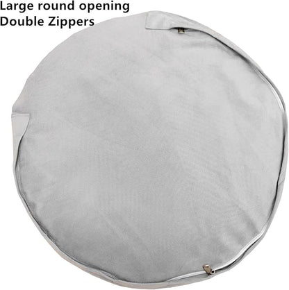 Asuprui Ottoman Pouf Unstuffed Pouf Ottoman Foot Rest 20x12 Inches Fuzzy Chair Round NO Filler Floor Bean Bag Chair Foot Rest with Storage for Living Room Bedroom Cover ONLY Coffee White