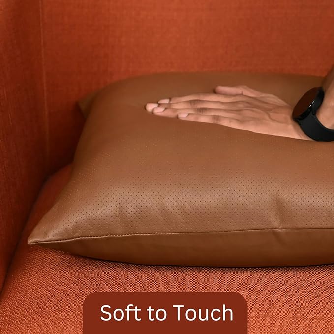 LL LEATHER LOVERS Genuine Lambskin Leather Pillow Cover, 20x20 Inch Case for Lumbar Throw Couch Pillows, Thick & Soft Cushion Covers for Sofa Bed Home Décor (Textured Tan Pack of 2)