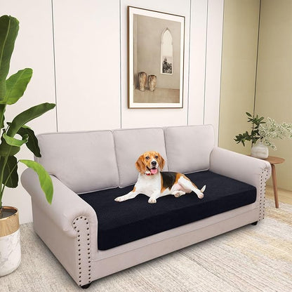 hyha Individual Couch Cushion Covers, Stretch Magic Sofa Seat Cushion Covers Washable, Dog Couch Sofa Slipcover for Pets, Kid with Elastic Bottom(Large, Black)