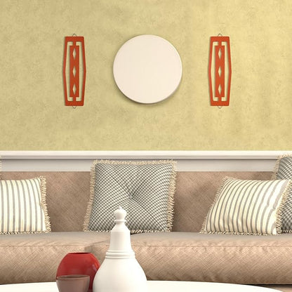 CroBlissful 2 Pcs Modern Mid Century Wall Art Wood Mid Century Elegance Decor Accents Abstract Wall Sculpture Geometric Panels for Interior Panel Art for Home Living Room(Orange)