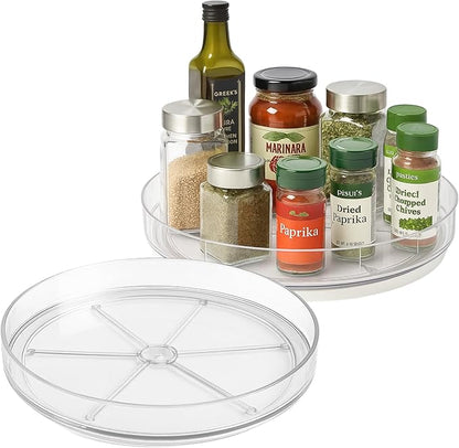 NOSTA Home 2-Pack Lazy Susan Organizer | Rotating Pantry Organizers and Storage | Clear Lazy Susan for Table Top, Cabinet Organizer, Perfume Organizer, Spice Rack Organizer (9", 10")