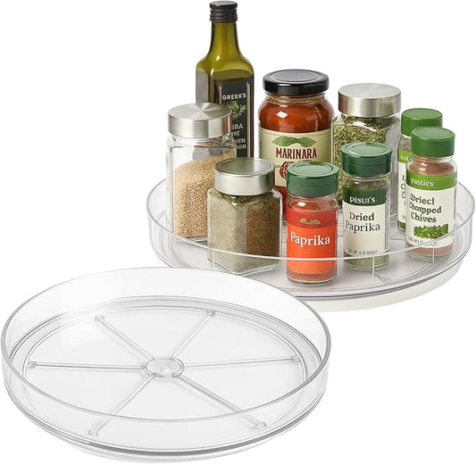NOSTA Home 2-Pack Lazy Susan Organizer | Rotating Pantry Organizers and Storage | Clear Lazy Susan for Table Top, Cabinet Organizer, Perfume Organizer, Spice Rack Organizer (9", 10")