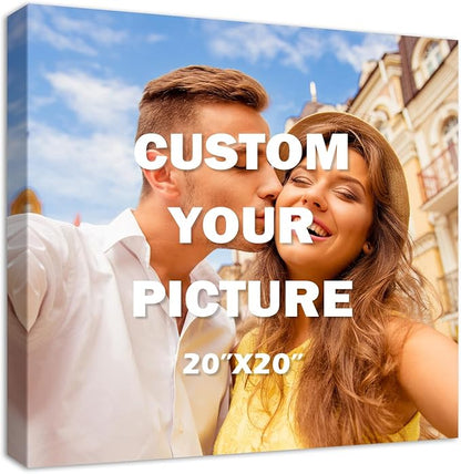 YYYYHPP Canvas Prints with Your Photos, Personalized Photo to Canvas Wall Art,Canvas Printing for Wedding, Family, Baby, Pets, Home Office Decor, Wrapped Frame 20"x20"