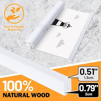 22x34 22x28 22x30 Poster Frame, Magnetic Light Wood Wooden Frame Frames Hanger for Photo Picture Canvas Artwork Wall Hanging (1 Pack, 22", White)