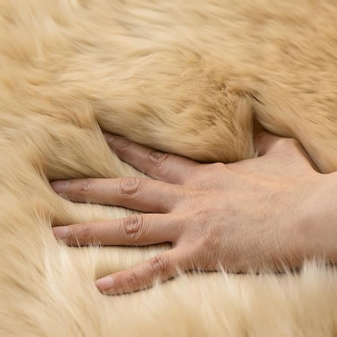 Genuine Sheepskin Rug New Zealand Fluffy Lambskin Rug, Natural Luxury Sheepskin Throw for Bedroom Living Room Children's Room Office- Premium Area Rug Chair Cover (2×3 Feet, Worm Brown)