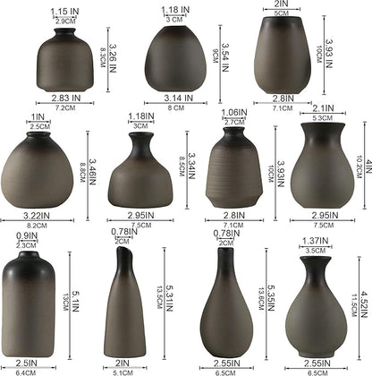 Tanvecle Rustic Ceramic Bud Vase Set of 11, Small Vases for Pampas Grass, Flowers, Modern Farmhouse for Home Decor, Vintage Decor, for Living Room, Dining Table & Shelves