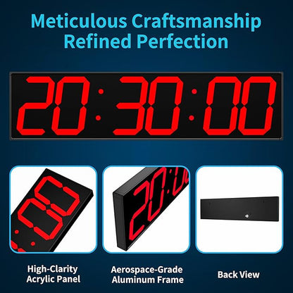 Large Digital Wall Clock 28" with GPS Auto-Sync, Remote Control & Timer, Wall-Mounted for Classroom, Office, Gym, Conference Room