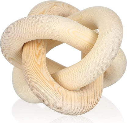 3 Link Wood Knot Decor Rustic Home Décor Accents Hand Carved Coffee Table Decoration, Boho Chain Link Decoration, Modern Shelf, Rustic Objects for Home Living Room Bedroom(Natural)