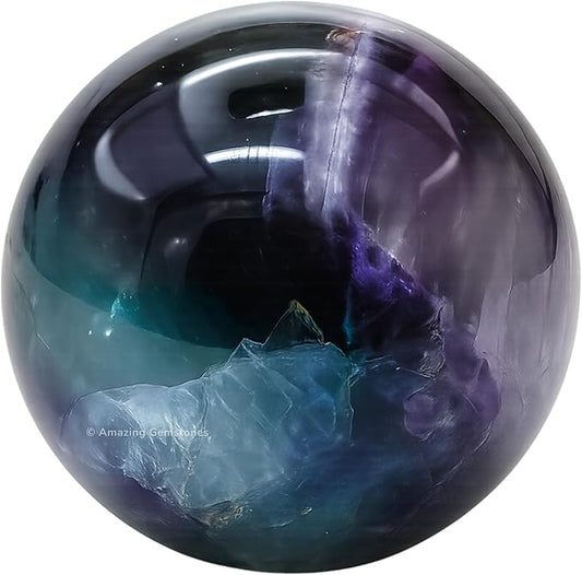 Amazing Gemstone Fluorite Crystal Ball with Stand - 1.5 Inches Crystal Sphere Meditation Balls for Witchcraft and Decorative Balls