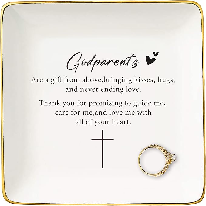 NZY Godmother Gift,First Time Godparents Gift,Godparents Proposal Gift,Pregnancy Announcement Gift,Godparents to Be,Christening Gift,Baptism Gift,Christmas Gift-Jewelry Tray Trinket Holder Ring Dish