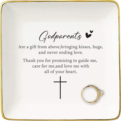 NZY Godmother Gift,First Time Godparents Gift,Godparents Proposal Gift,Pregnancy Announcement Gift,Godparents to Be,Christening Gift,Baptism Gift,Christmas Gift-Jewelry Tray Trinket Holder Ring Dish
