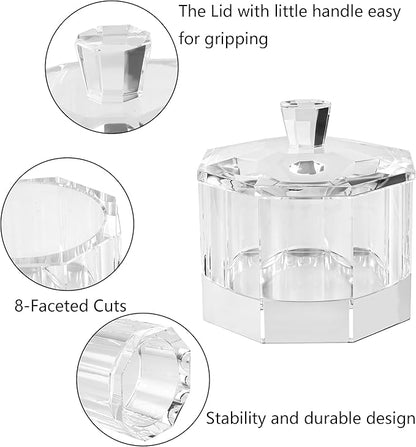 Crystal Candy Dish with Lid Hand-Cut Home Decorative Jewelry Box/Jar W 5" x H 5" with Multi-faceted, Comes With Gift Box