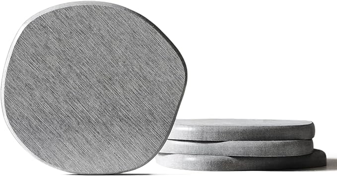 Diatomaceous Earth Coasters Set of 4 for Drinks, Moisture Water Absorbent Stone Coasters for Table Desk at Work, Water Absorbing Instant Drying Diatomite, Modern Light Grey