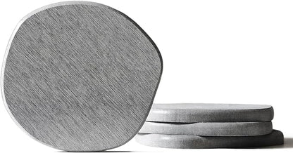 Diatomaceous Earth Coasters Set of 4 for Drinks, Moisture Water Absorbent Stone Coasters for Table Desk at Work, Water Absorbing Instant Drying Diatomite, Modern Light Grey