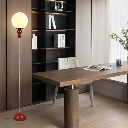 Red Floor Lamp for Living Room, Modern Floor Lamps for Bedroom，On/Off Foot Switch, Globe Standing Lights for Office Cafe, Includes E26 Bulb 15W Reading Corner Light Include 70.87in Plug Cord