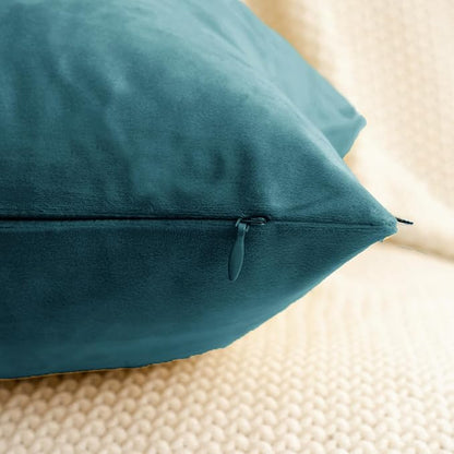 HWY 50 Ocean Blue Velvet Rectangular Throw Pillow Covers 12x20 Inch, Pack of 2 Soft Cozy Solid Decorative Luxury Cushion Cases for Couch Sofa Bed Living Room Bedroom