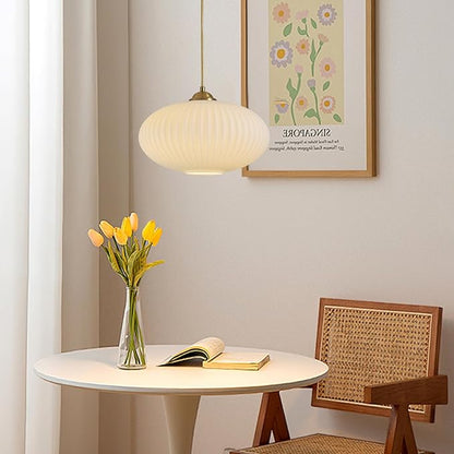 KCO Lighting Mid Century Modern Gold Globe Pendant Lighting Brushed Brass White Opal Glass Pendant Light Antique Farmhouse Single Hanging Kitchen Island Lighting Fixture