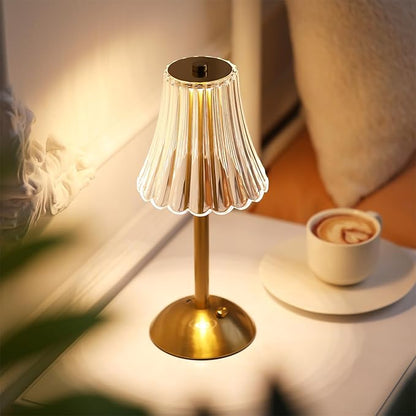 Liliful 4 Pcs Cordless Table Lamp Rechargeable Touch LED Small Gold Portable Battery Operated USB-c Desk Lamp 3 Color Dimmable for Bedroom Living Room Dining (Gold,Rose Style)