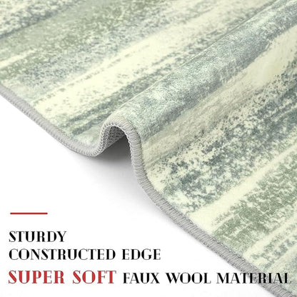 Modern Abstract Entryway Rug Indoor 2x3 Washable Rug Non-Slip Soft Small Area Rug Sage Green Grey Kitchen Mats Thin Print Faux Wool Floor Carpet Throw Rugs for Entrance Bedroom