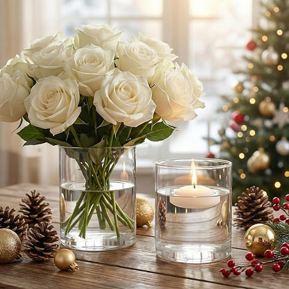 16 Pcs Glass Cylinder Bud Vases for Centerpieces, Birthday Party Wedding Centerpiece Table Decorations, 4 Inch Small Cylinder Living Bud Vases in Bulk for Flowers Pillar Candles Floating Candles