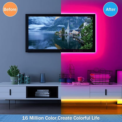 KEELIXIN LED Lights Music Sync RGB LED Strip Lights with APP & Remote Control