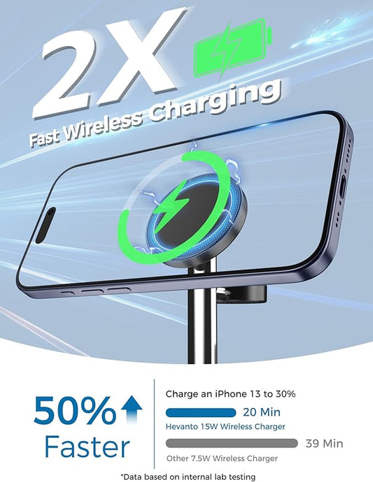 2025 3 in 1 Wireless Charging Station for Apple MagSafe Charger, 15W Fast Magnetic Mag-Safe Charger Stand for iPhone 17 16 15 14 13 12 Apple Watch AirPods Compatible with MagSafe, Silver&Black