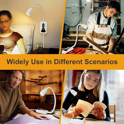 2 Pack Wall Mounted Headboard Reading Light, LED Dimmable Touch Control, Adjustable Neck, Ideal for Bedside, Office, or Reading（White）