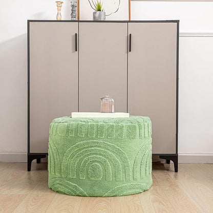 Asuprui Plush Fabric Ottoman Footrest – 20"x14" Soft Foam Pouf with Removable Cover Perfect for Living Room, Bedroom & Dorm(Sage Green)