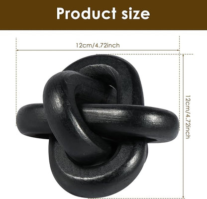Wood Knot Chain Link Decor 3 Link Boho Wood Knot Decor White/Black Wood Knot Art Decorative Wooden Links Knots Rustic Wood Chain Link Decor for Living Room Bedroom Office Farmhouse Decorations (Black)