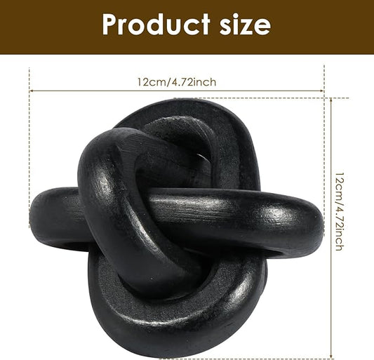 Wood Knot Chain Link Decor 3 Link Boho Wood Knot Decor White/Black Wood Knot Art Decorative Wooden Links Knots Rustic Wood Chain Link Decor for Living Room Bedroom Office Farmhouse Decorations (Black)