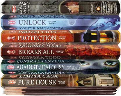 Hem Incense Sticks Variety Pack #21 and Incense Stick Holder Bundle with 6 Witchcraft Themed Fragrances