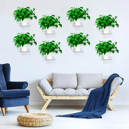 Acrylic Mini Floating Shelf, 16 Pack - Clear, Modern Wall Shelf for Office, Bedroom, Living Room - Mounted Storage for Pop Figures, Plants, Pictures