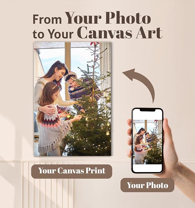 TreeDeal Custom Canvas Prints with Your Photos, Framed 20” x 30” Personalized Pictures Print, Customized Photo to Canvas Wall Art Ideal for Home Decor Gift Wrapping Pets Family Baby Wedding